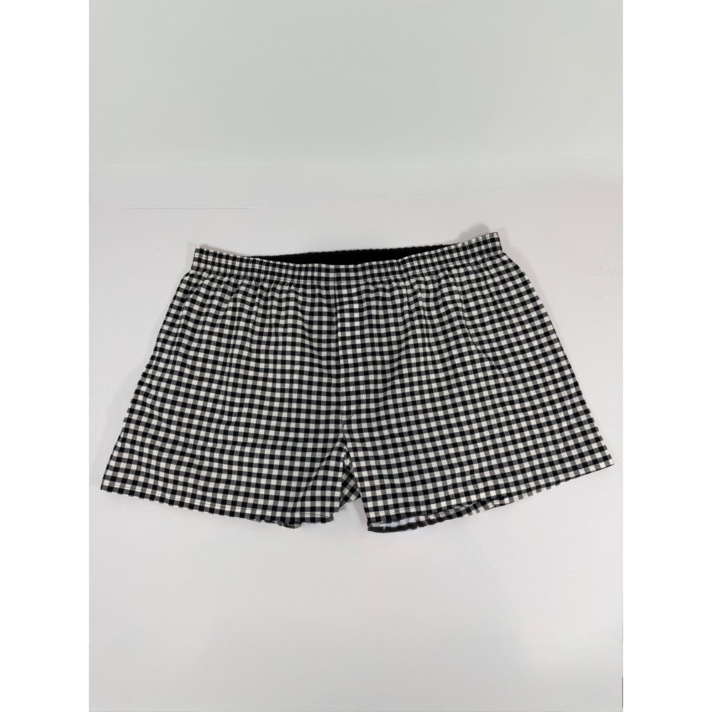 George Mens Gingham Check Boxers Black White Cotton Blend Stretch 2XL 44-46